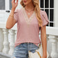 Eyelet V-Neck Petal Sleeve T-Shirt
