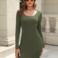 Full Size Round Neck Long Sleeve Mini Dress