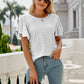Full Size Eyelet Flutter Sleeve Round Neck Top