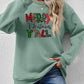 Merry Christmas Ya'll Letter Graphic Round Neck Long Sleeve Sweatshirt
