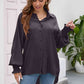 High-Low Collared Neck Lantern Sleeve Shirt