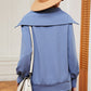 Half Zip Lantern Sleeve Sweatshirt