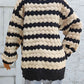 Striped Contrast Open Front Long Sleeve Cardigan