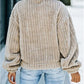 Fuzzy Button Up Collared Neck Jacket
