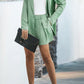 HANNAH MEA Full Size Longline Blazer and Shorts Set with Pockets
