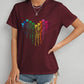 Heart Round Neck Short Sleeve T-Shirt