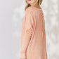 Zenana Oversized Washed Waffle Long Sleeve Top