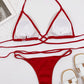 BOLDONE Halter Neck Crisscross Ribbed Bikini Set