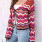 Striped Openwork Tied Cardigan