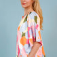Women's Printed Notched Neck Half Sleeve Blouse
