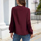 Smocked Mock Neck Swiss Dot Top