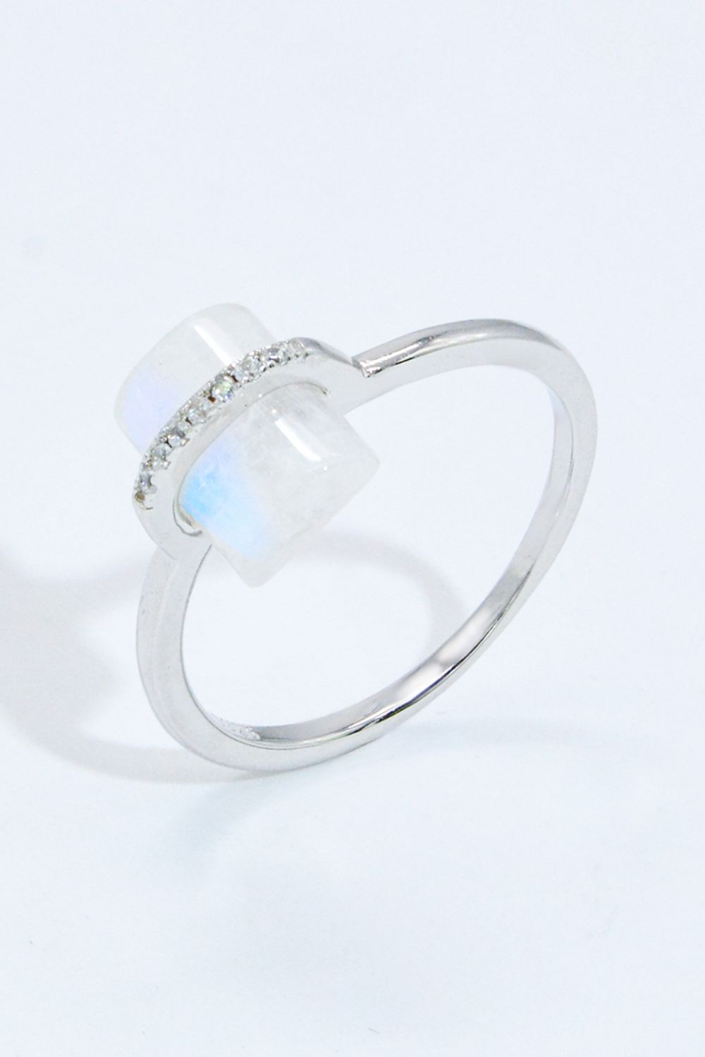 Women's Natural Moonstone Platinum-Plated Ring