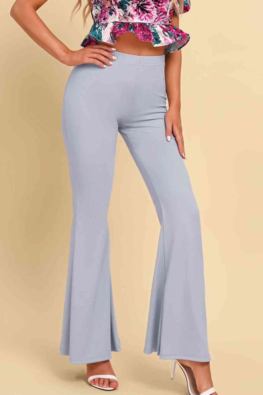 PantsPlace Light Gray Pull On Flared Pants