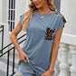 Leopard Round Neck Cap Sleeve T-Shirt