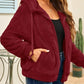 Drawstring Zip Up Hooded Plush Jacket
