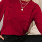 Frill Round Neck Flounce Sleeve Blouse