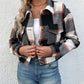 Plaid Button Up Drop Shoulder Cropped Jacket