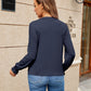 Full Size Pleated Notched Neck Flounce Sleeve Blouse