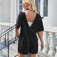 Backless Pocketed Round Neck Half Sleeve Romper
