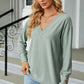 V-Neck Lantern Sleeve T-Shirt