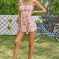 Double Crazy Floral Spaghetti Strap Zip-Back Romper