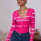 Tie-Dye Plunge Long Sleeve Top