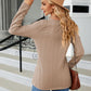 Full Size Cable-Knit Long Sleeve V-Neck T-Shirt
