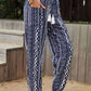 PantsPlace Geometric Print Tassel Dark Navy High-Rise Pants