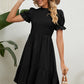 Women's Full Size Smocked Flounce Sleeve Ruffle Hem Dress