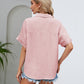 Malibu Dreams Full Size Half Button Johnny Collar Blouse