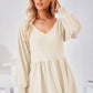 Full Size V-Neck Lantern Sleeve Blouse