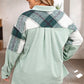 Plus Size Plaid Snap Down Jacket with Pockets