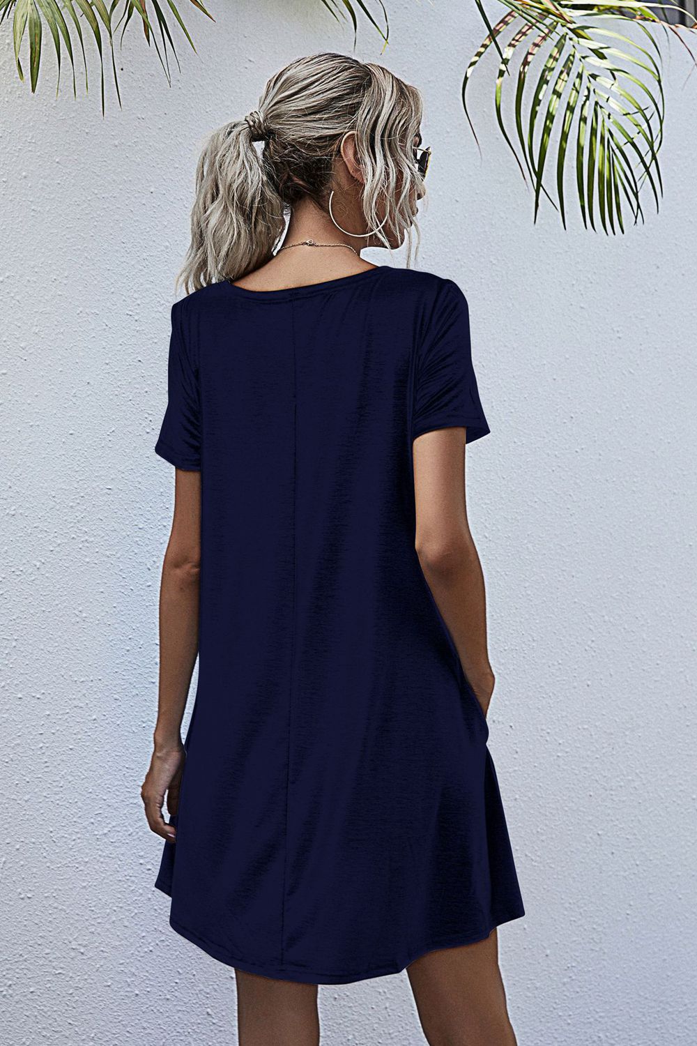 SOChic Round Neck Short Sleeve Mini Dress