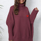 Turtle Neck Long Sleeve Ribbed Sweater