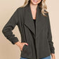 Culture Code Full Size Ruched Open Front Long Sleeve Jacket
