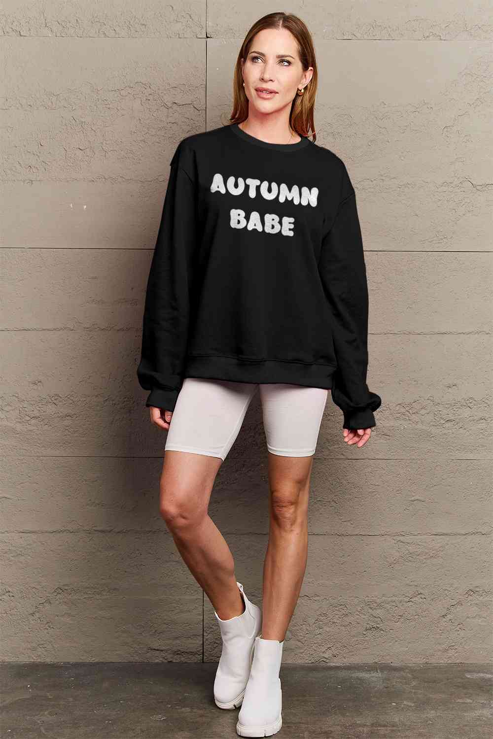 Simply Love SEASONAL Full Size AUTUMN BABE Graphic Sweatshirt