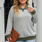 Plus Size Striped Half Snap Long Sleeve Blouse