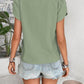 Decorative Button Asymmetrical Neck Blouse