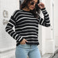 Striped Round Neck Dropped Shoulder Sweater