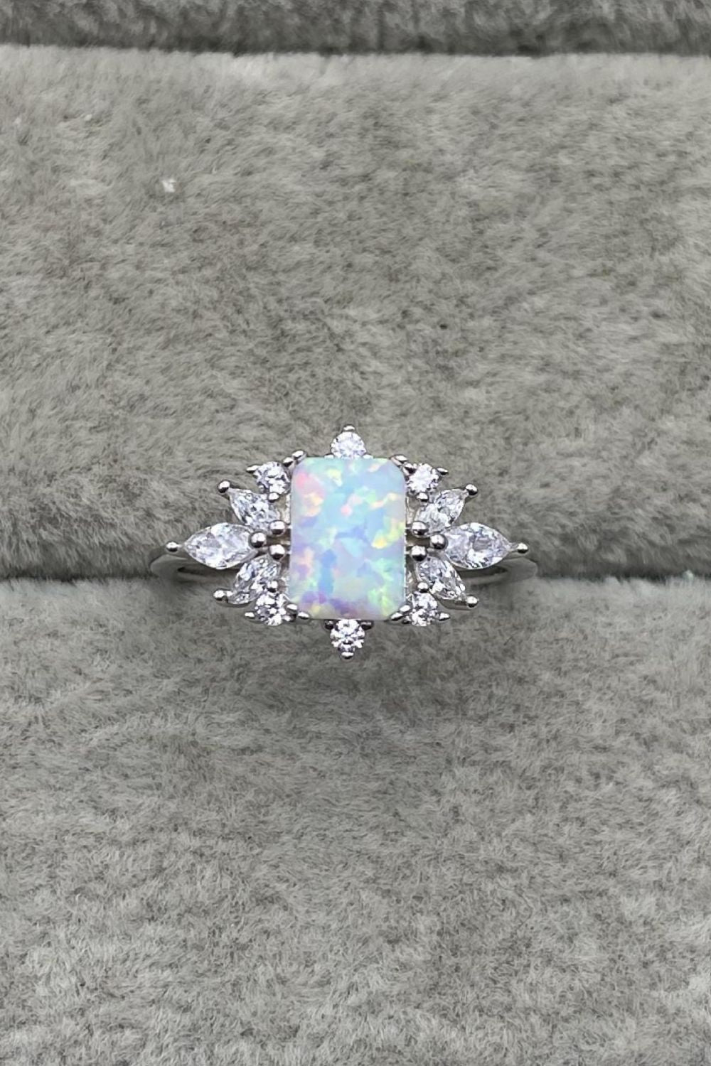 Women's 925 Sterling Silver Zircon and Opal Ring