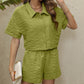 Collared Neck Short Sleeve Top and Shorts Set