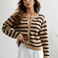 Striped Button Front Cardigan