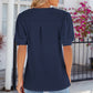 Eyelet Notched Puff Sleeve T-Shirt