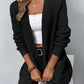ZeldaMarie Rib-Knit Open Front Pocketed Cardigan