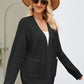 FULL SIZE Open Front Raglan Sleeve Pocketed Cardigan