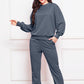 Comfy n' Cozy Round Neck Long Sleeve Sweatshirt and Pants Set