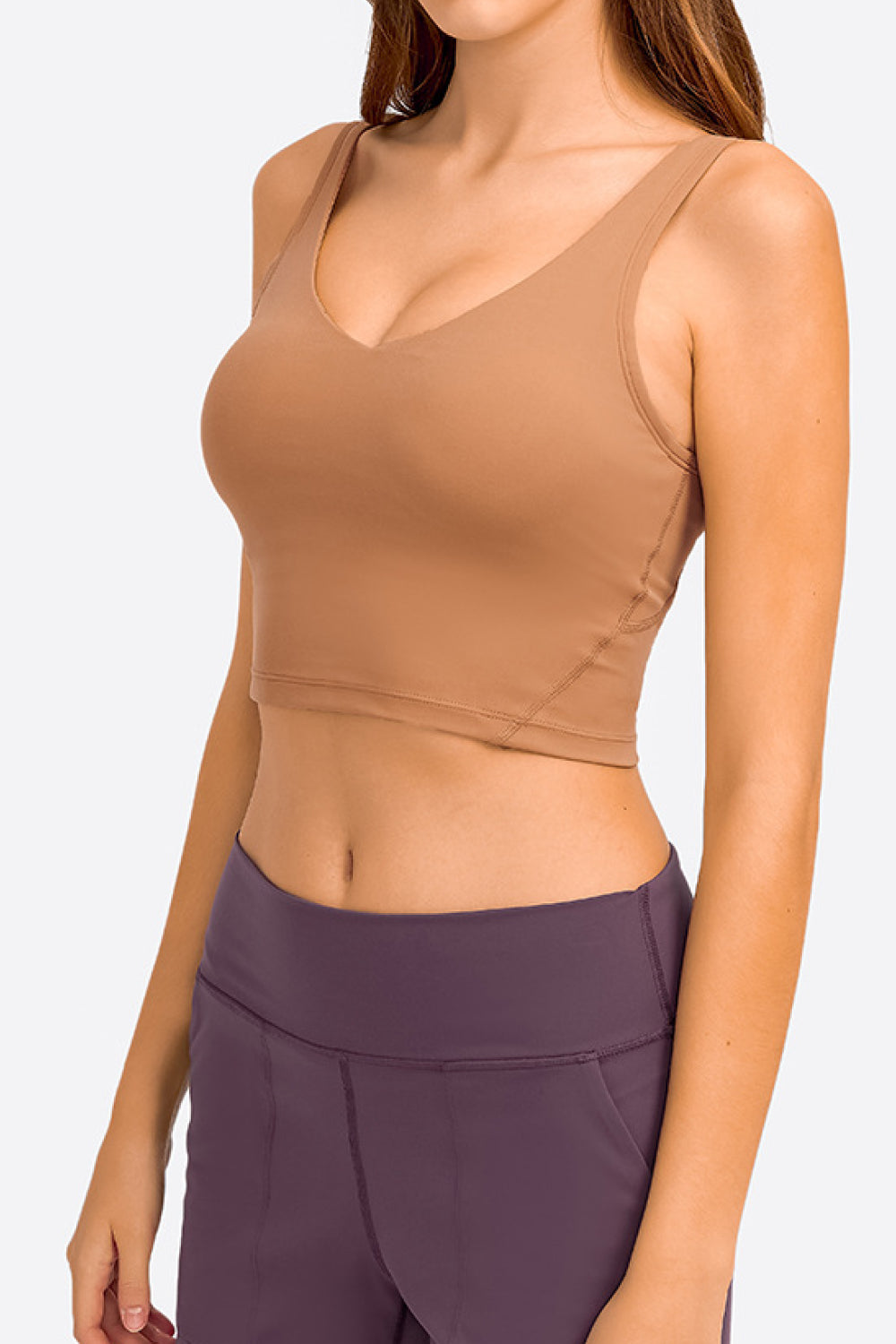 Deep V-Neck Crop Sports Bra in Assorted Colors