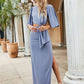 Cutout Slit Round Neck Half Sleeve Dress