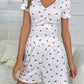 SoComfy Floral Ruched T-Shirt and Shorts White Lounge Set