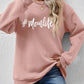 #MomLife Letter Graphic Round Neck Sweatshirt